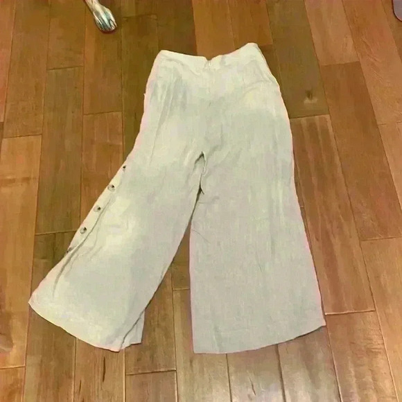 Lulus NWT Tropical Resort Beige Wide-Leg Side Button Pants - Picture 6 of 11